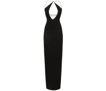 Cutout crepe halter long dress