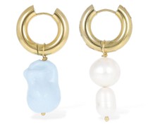 Pearl & turquoise mismatched earrings