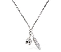 Feather & Skull charm necklace