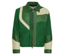 COLLEGEJACKE AUS WOLLE UND LEDER „OW“