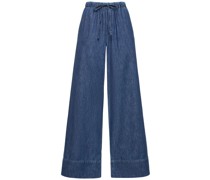 Weite Jeans aus Chambraydenim mit hohem Bund