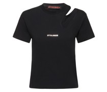 Cutout cotton jersey t-shirt
