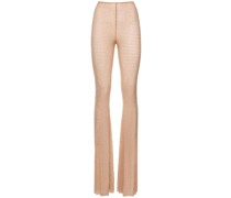 Embellished stretch mesh pants