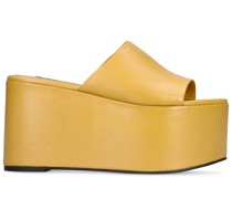 100mm Blackout leather platform wedges