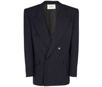 Double breasted pinstriped wool jacket