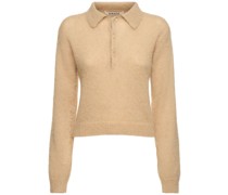 Brushed mohair & wool knit polo