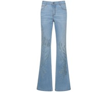 Kürzere, ausgestellte Jeans aus Denim