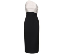Trägerloses Midikleid aus Seide und Wolle