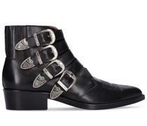 Lederstiefel mit silberfarbenem Schnallen