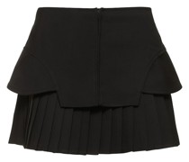 Pleated flannel mini skirt