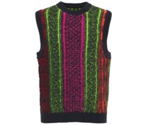 Strickweste aus Wolljacquard mit Zopfmuster
