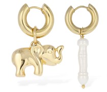 Asymmetrische Ohrringe „Elephant & Pearl“