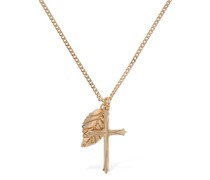 HALSKETTE MIT KREUZ UND BLATT