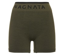 Nahtlose, gerippte Minishorts mit hohem Bund