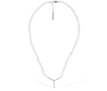 Halskette mit Perlenimitat „Mini Y“