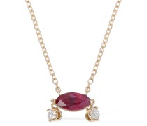 18kt Halskette mit Diamanten und Rubinen „Dancing“