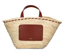 HANDTASCHE AUS LEDER UND RAFFIA 'ZOE“