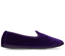 10mm hohe Loafer aus Samt mit Druck „Viola“