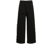 JEANS AUS BAUMWOLLDENIM MIT WEITEM BEIN UND RISSEN