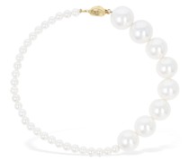 Gradient pearl collar necklace