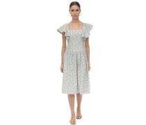 BEDRUCKTES MIDIKLEID AUS BAUMWOLLE MIT SCHLEIFE