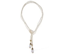 Faux pearl rope lariat necklace