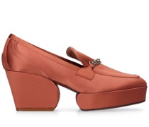 60mm hohe Loafer aus Satin mit Kette