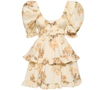 Minikleid mit Puffärmeln und Druck