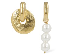 Asymmetrische Ohrringe „Perle & Disc“