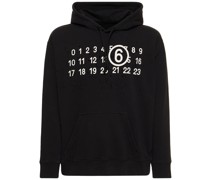 Logo distressed cotton blend hoodie