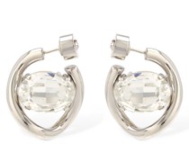 Crystal stone hoop earrings