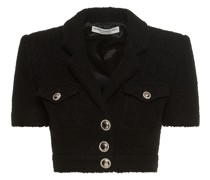 Wool bouclé short sleeve cropped blazer