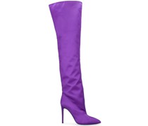 45MM HOHE OVERKNEESTIEFEL AUS SATIN