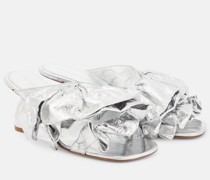 Dries Van Noten Pantoletten aus Metallic-Leder