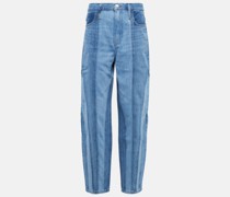 High-Rise Barrel Jeans Warped Stripe