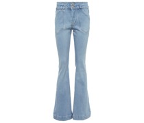 High-Rise Jeans Double Button Flare
