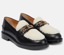 Loafers aus Leder und Shearling