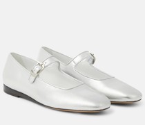 Le Monde Beryl Mary-Jane-Ballerinas aus Metallic-Leder