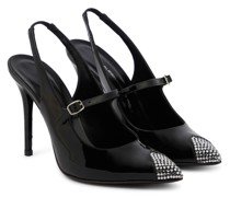 Alessandra Rich Verzierte Slingback-Pumps aus Lackleder