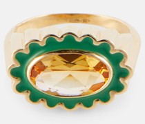 Ring Margarita Citrino aus 18kt Gelbgold mit Emaille und Citrin