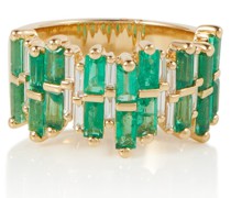 Suzanne Kalan Ring aus 18kt Gelbgold mit Diamanten und Smaragden