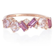 Ring Amalfi aus 14kt Rosegold mit Diamanten und Rhodolithen