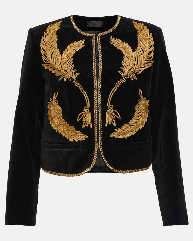 Nili Lotan Damen Nili Lotan Bestickte Jacke Patsy aus Samt