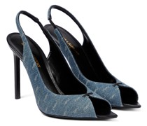 Saint Laurent Slingback-Sandalen Lola 105 aus Denim