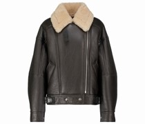 Bikerjacke aus Leder mit Shearling