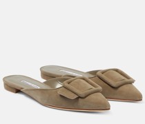 Manolo Blahnik Slippers Maysale aus Veloursleder