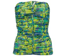Ganni Bedrucktes Top aus Mesh