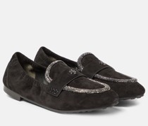 Verzierte Loafers aus Veloursleder