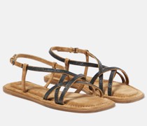 Verzierte Sandalen aus Veloursleder