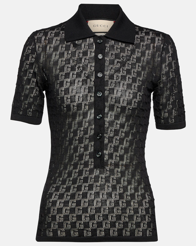 Gucci Damen Gucci Polohemd aus Seide und Baumwolle